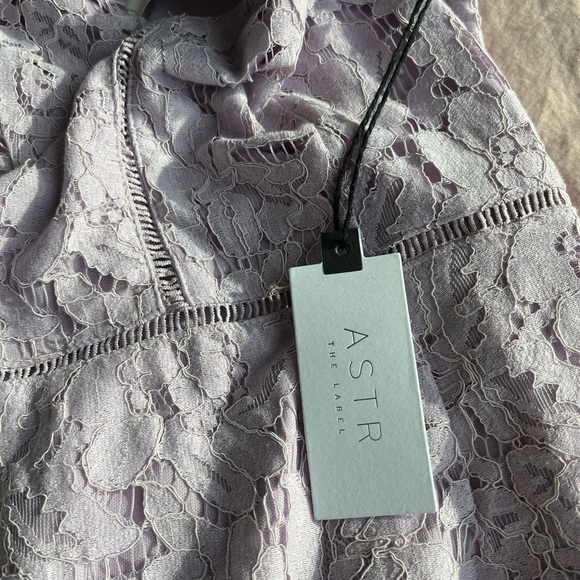NWT astr the label floral lace lilac purple sheath dress lattice inset - Picture 4 of 5